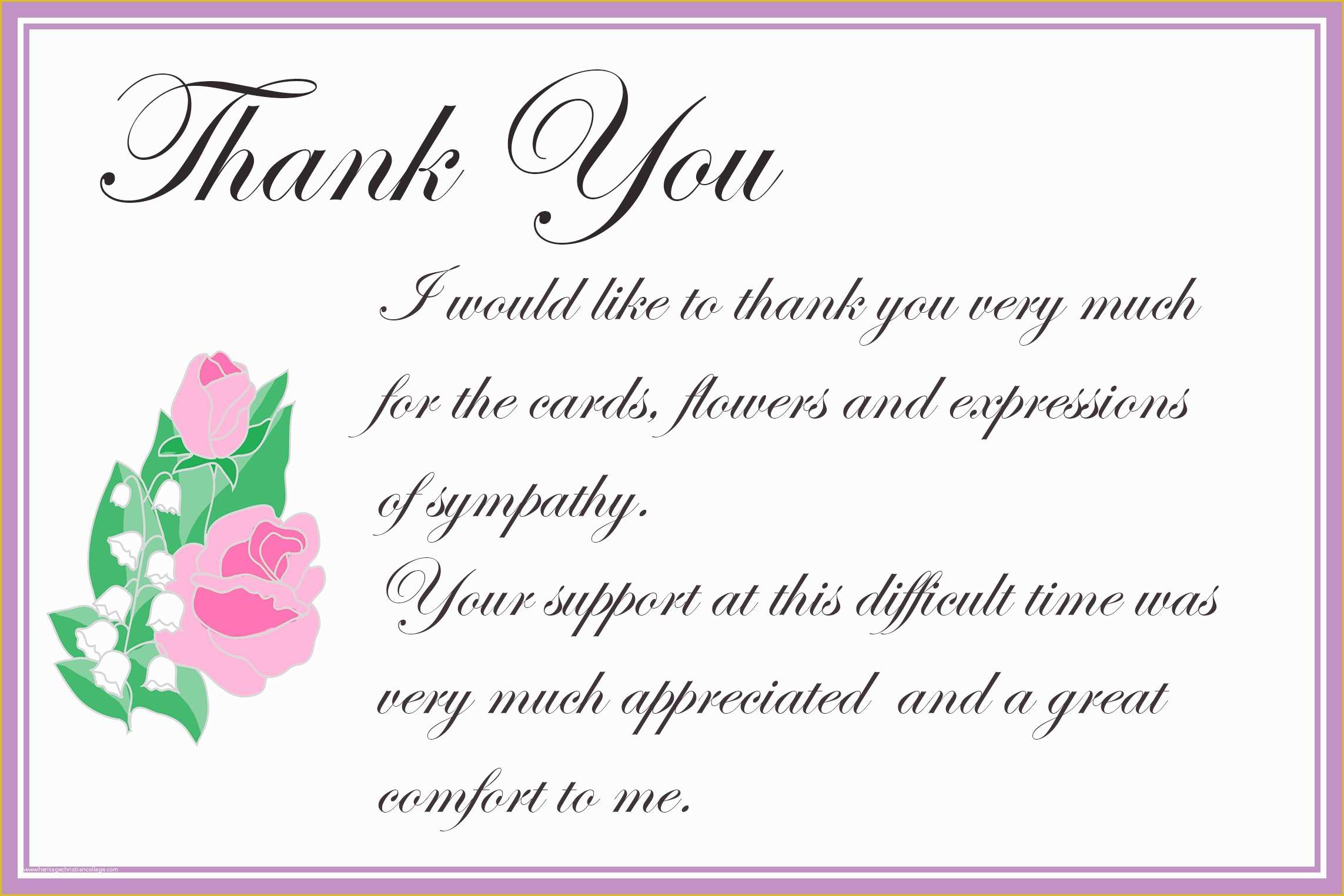 sympathy thank you cards printable sympathy thank you card